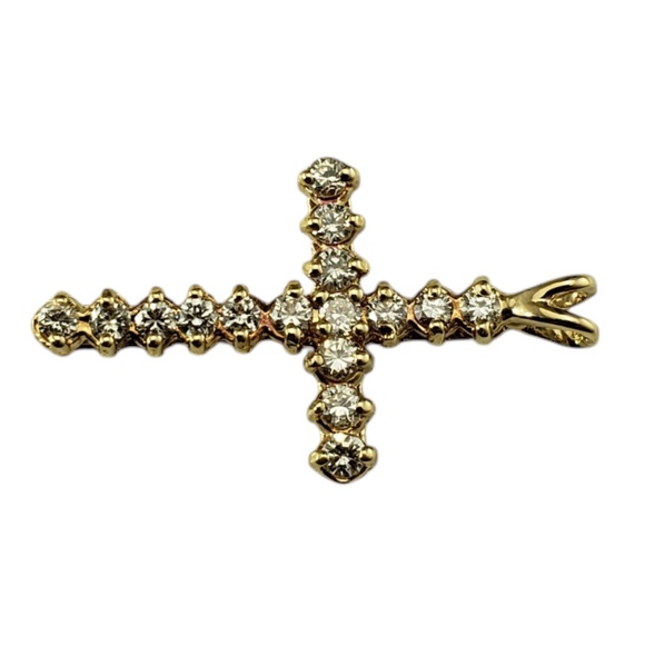 14K Yellow Gold and Diamond Cross Pendant #20405 - Picture 2 of 7